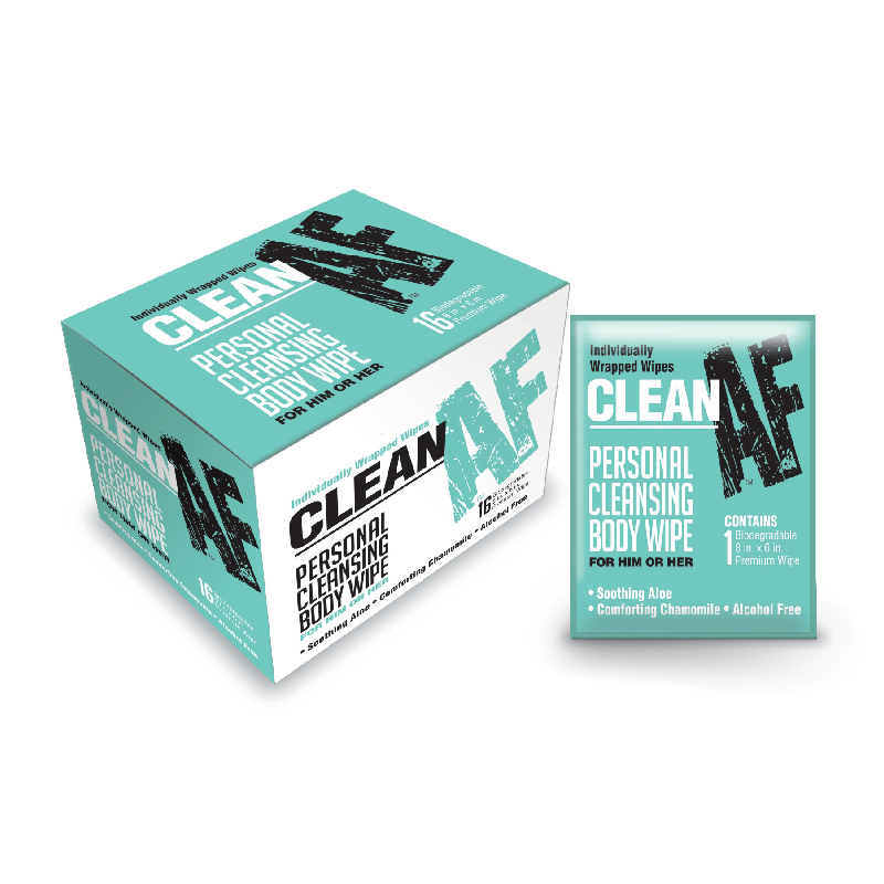 Clean AF Individual Body Wipes – 16ct Box